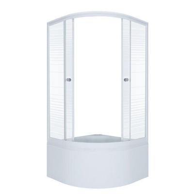 ДО "Стандарт 90*90 Б"  1/4 круга, глуб. подд., Аква, Полосы, Белый  (5 мест+сифон D50мм)