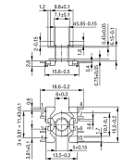 RM5 Каркас 1 сек. 8 выв. SMD B65822F1008T001