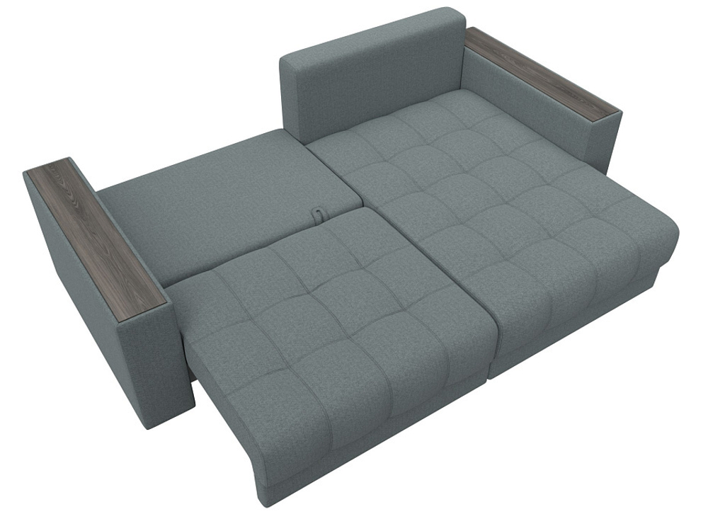 Диван угловой с декором Лига-049 НПБ, Амур 07 РОГОЖКА серый