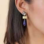 Серьги Nature Bijoux, Madam Bogolan, с растительным волокном в смоле, лазуритом и перламутром, NB24.