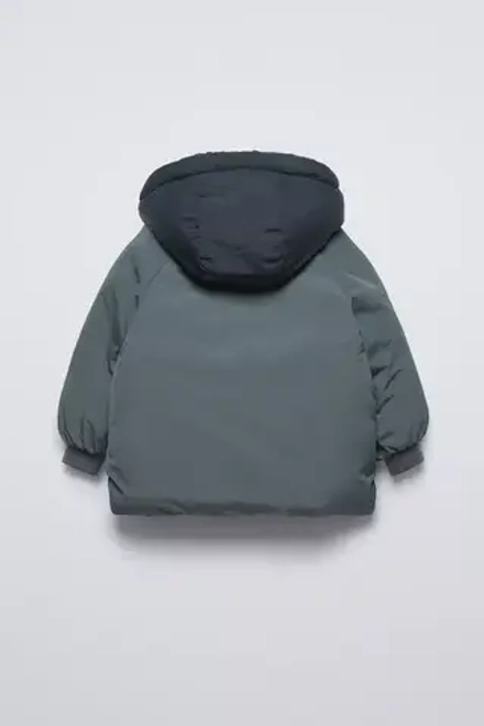 ZARA СТЕГАНАЯ КУРТКА WATER REPELLENT, СИНЕВАТЫЙ