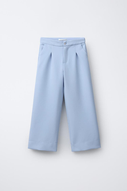 ZARA БРЮКИ С КОНТРАСТНОЙ ПУГОВИЦЕЙ, ГОЛУБОЙ