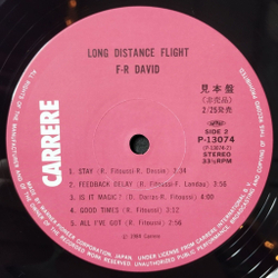 Винтажная виниловая пластинка LP F.R. David Long Distance Flight (Japan 1985) (Promo) This Time I Have To Win
