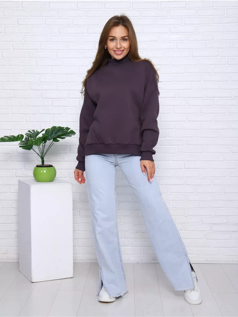 Свитшот утепленный базовый оверсайз