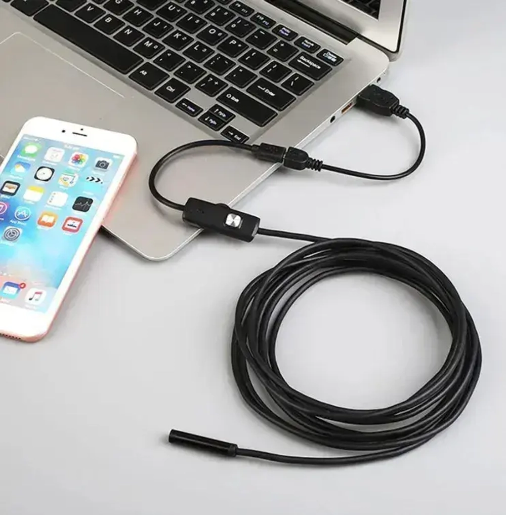 Эндоскоп Гибкая камера с подсветкой USB для Android и PC, провод 2м