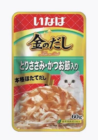 Влажный корм для кошек INABA Kinnodashi Куриное филе с кацуобуси, пауч 60г