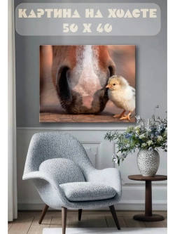 Картина на стену 40 X 50 Цыпленок и конь