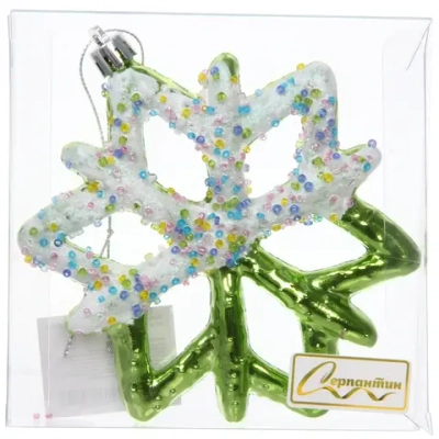 Елочная игрушка «Зимняя снежинка» 10*1*12 см, зеленый
