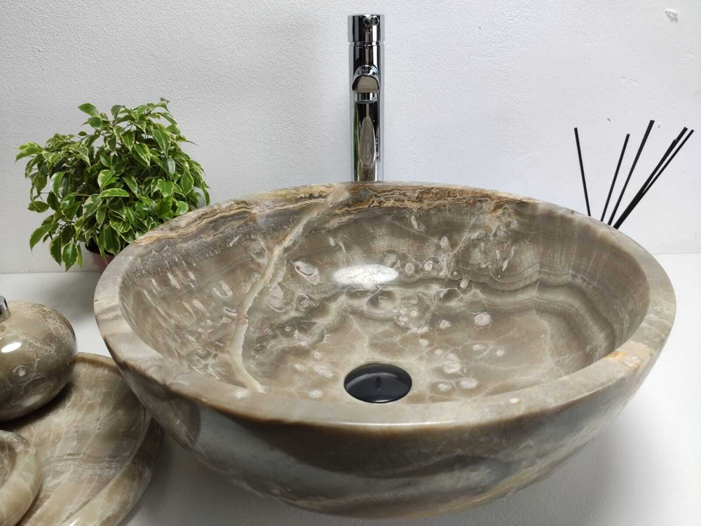 Раковина из оникса Bowl Grey Medium TinLip BO-60972 45*45*17