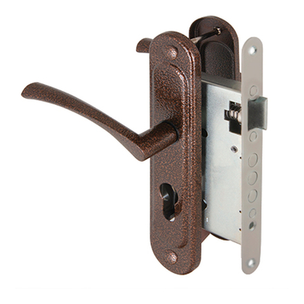 Корпус врезного замка с ручками на планке KIT А7-5555/3 W/B MOS