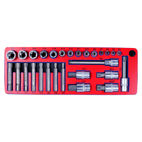 МАСТАК (5-03428) Набор торцевых насадок и головок TORX, ложемент, 28 предметов