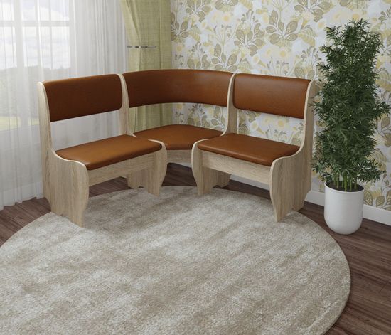 Скамья угловая мягкая compatto "Оливьер" (Дуб сонома/Кожзам Mercury Cognac (AT)) -G