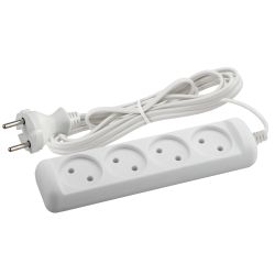 Удлинитель электрический ЭРА UX-4-3m без заземления 4 розетки 3м ШВВП 2x0,75мм2 6А | Бытовые удлинители