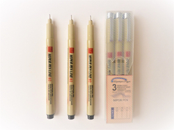 Комплект из 3-х линеров для скетчинга в пенале/ толщина линеров 02, 02, 02 (0,3мм; 0,3мм; 0,3мм)