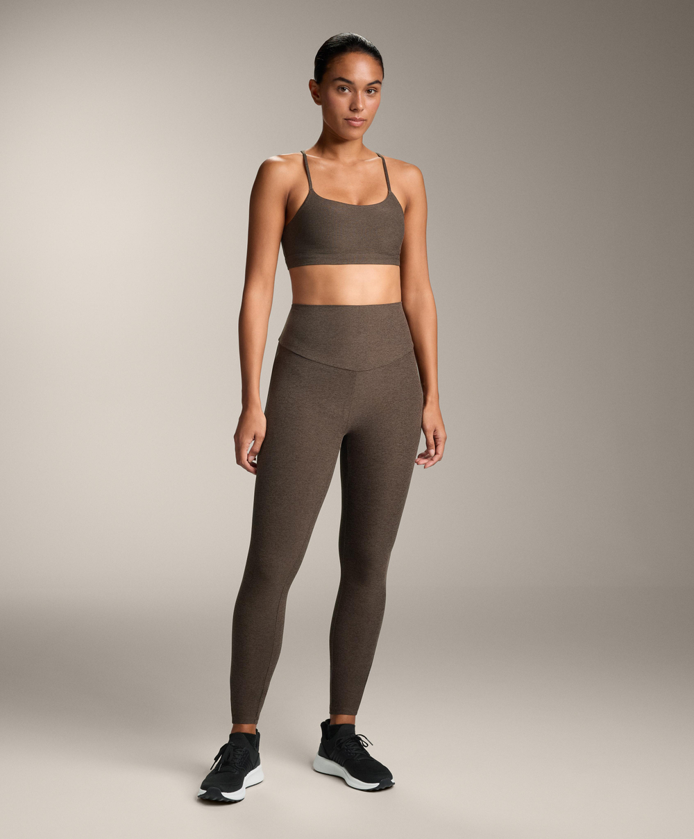 Oysho Спортивный бюстгальтер Comfortlux с перекрещивающимися бретелями и легкой поддержкой, коричневый меланж