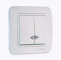 Выключатель Makel Lillium Natural 2-клавишный с индикатором белый 05086