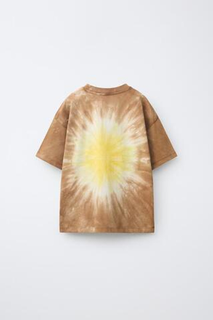 ZARA ФУТБОЛКА TIE DYE, КОРИЧНЕВЫЙ