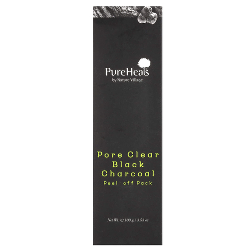 PureHeals, Pore Clear Black Charcoal, отшелушивающая маска для лица, 100 г (3,53 унции)