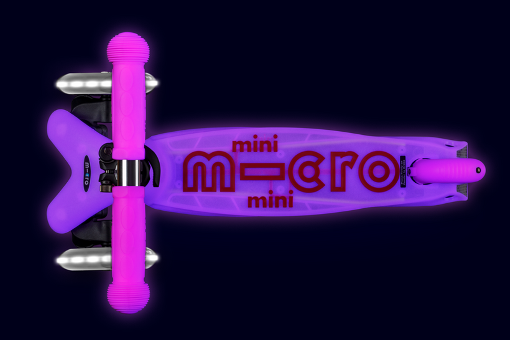 Самокат Mini Micro Deluxe Glow (светящийся) LED морозный розовый