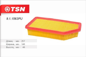 Фильтр воздушный TSN 9.1.1563PU (HYUNDAI: Solaris (1.4  1.6  11-), Veloster, Accent IV (RB) KIA: Rio III (UB), Soul I (AM))