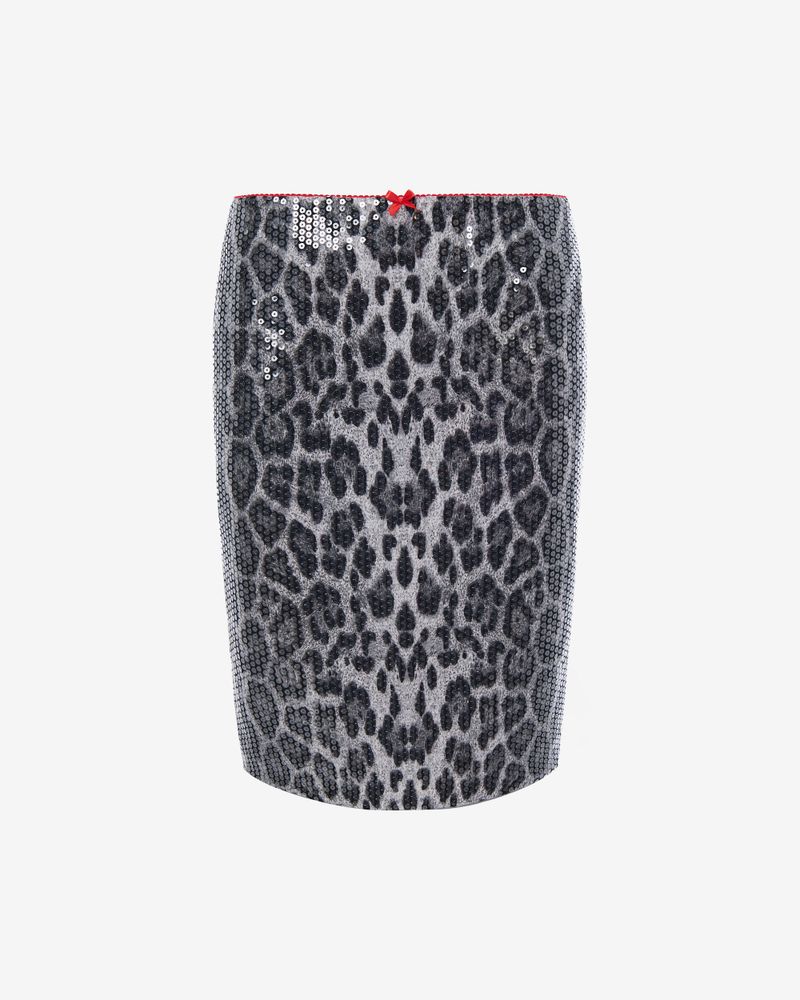 Юбка мини из пайеток с леопардовым принтом