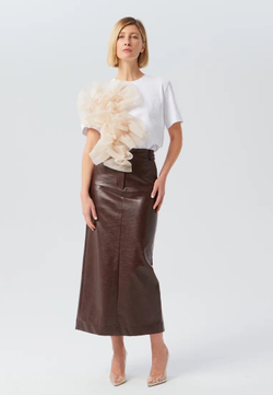 Юбка миди из экокожи
