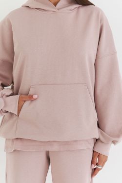 Худи свободного кроя из премиум футера цвета какао