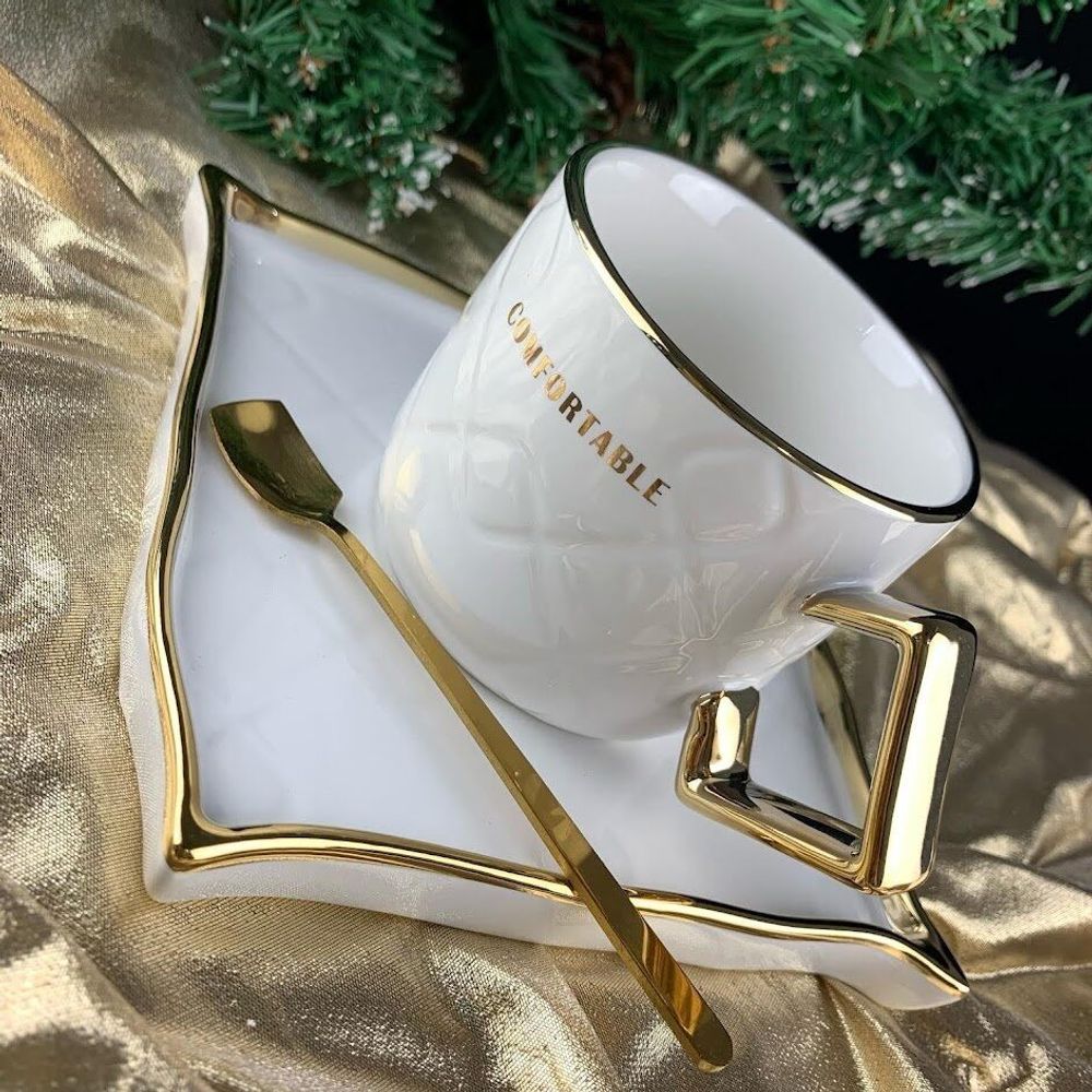 Lenardi 106-119 Чашка 210 мл с блюдцем и ложкой в под.уп.(х36)Фарфор