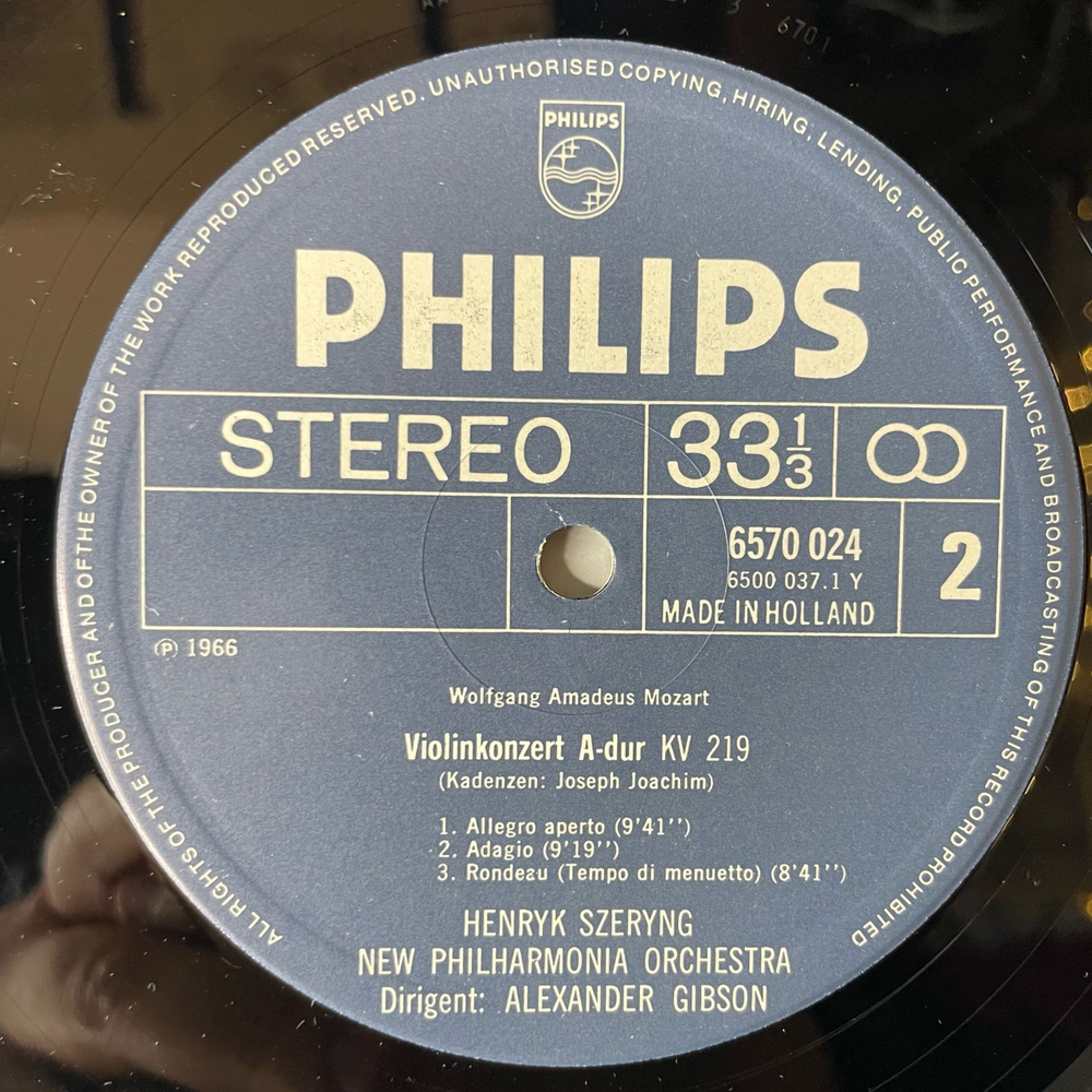 Винтажная виниловая пластинка LP Mozart Моцарт, Henryk Szeryng, New Philharmonia Orchestra, Alexander Gibson, Violinkonzerte Nr. 3 G-Dur; Nr. 5 A-Dur (Нидерланды 1977)