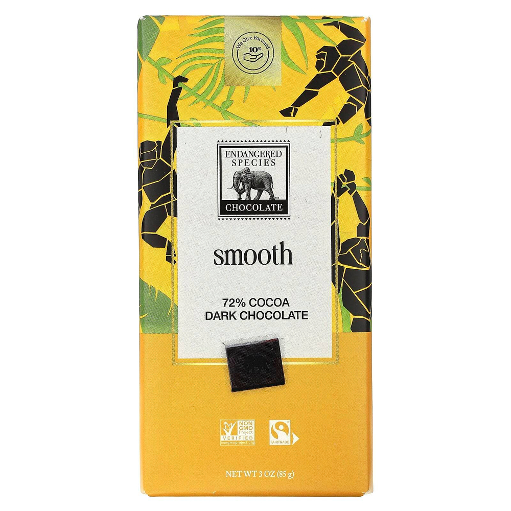 Endangered Species Chocolate, темный шоколад, 72% какао, 85 г (3 унции)