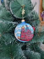 Шар стеклянный "Спас на крови",  ручная роспись