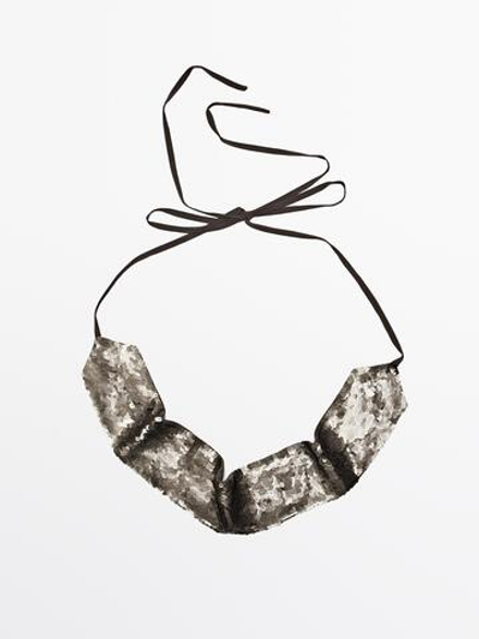 Massimo Dutti Ремень с пайетками, зеленый