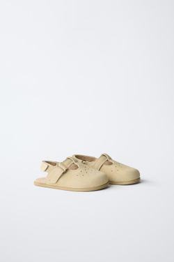 ZARA КОЖАНЫЕ САБО BAREFOOT, ПЕСОЧНО-КОРИЧНЕВЫЙ