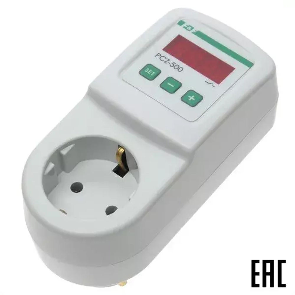 Реле времени в розетку PCZ-500 1 канал-100 пар включ./выключ.; суточн./недел. циклы работы с функцией контроля напряжения