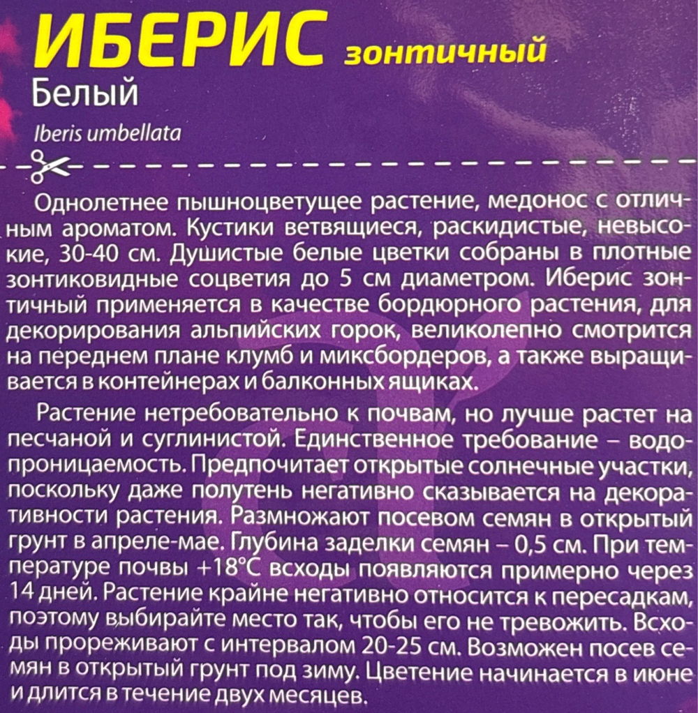 Иберис Белый зонтичный 0,3 г СМЦ-627