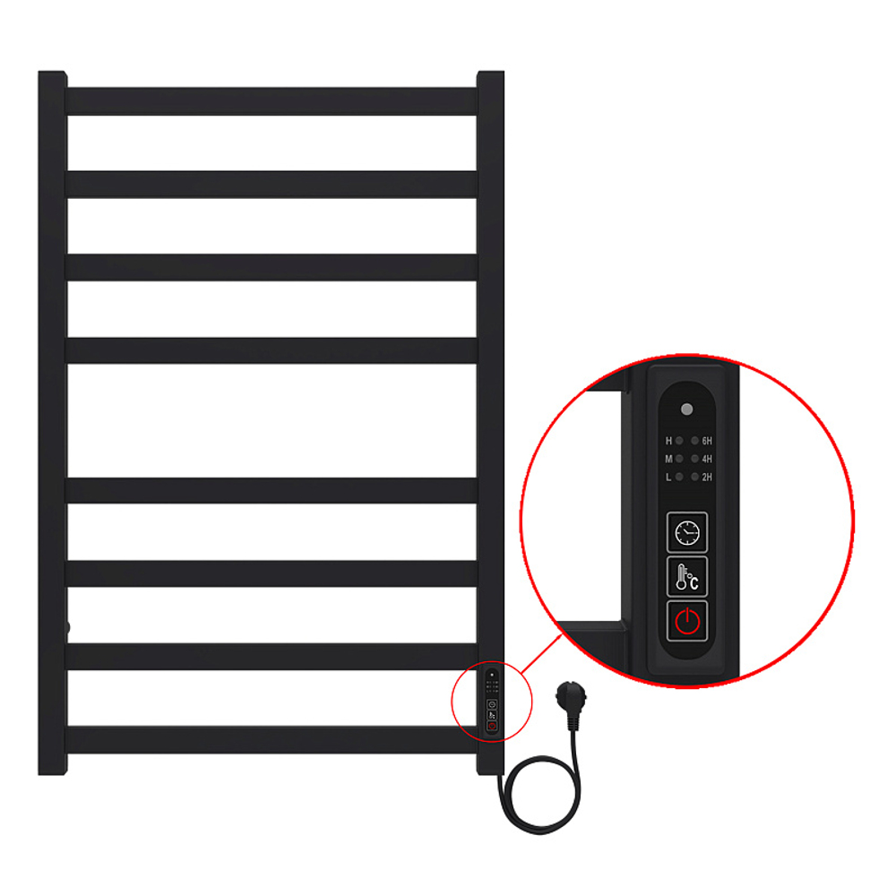 Полотенцесушитель электр. Azario PALERMO 53х80, Черный