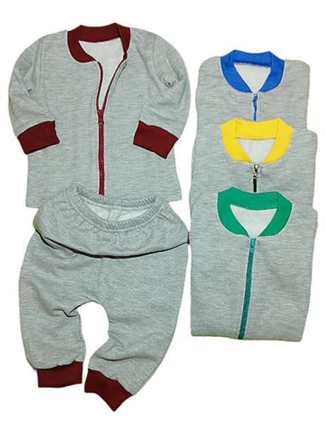 КШФ Костюм ясельный на молнии футер 2-х нитка серый меланж (56-86)