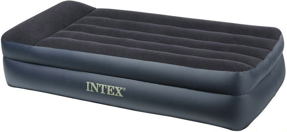 INTEX Кровать надувная флок Твин, 99х191х42см, с высоким подголовником, встр.электронасос, 64122NP