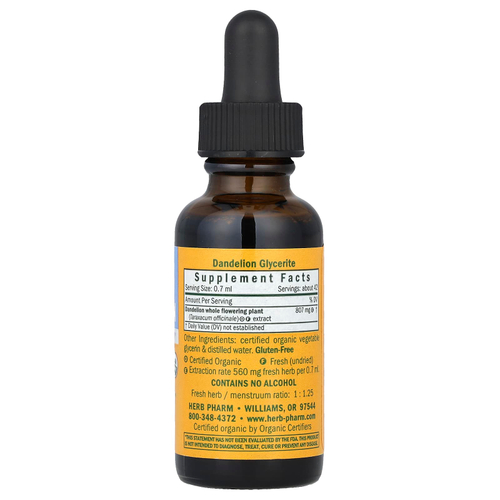 Herb Pharm, Одуванчик, без спирта, 30 мл (1 жидк. унц.)