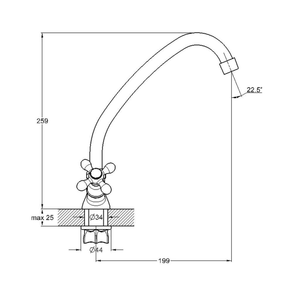 Смеситель для кухни, G.lauf, с кран-буксой, хром, QFR4-A827