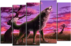 Модульная картина "Волк на закате"