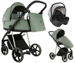 Детская коляска Roan Sol Vintage Luxury 2.0 3 в 1 с автокреслом Pituso Baesa Pro Black,Beige Canopy VIN 02/SG Sage Green/Sage/руч.Black