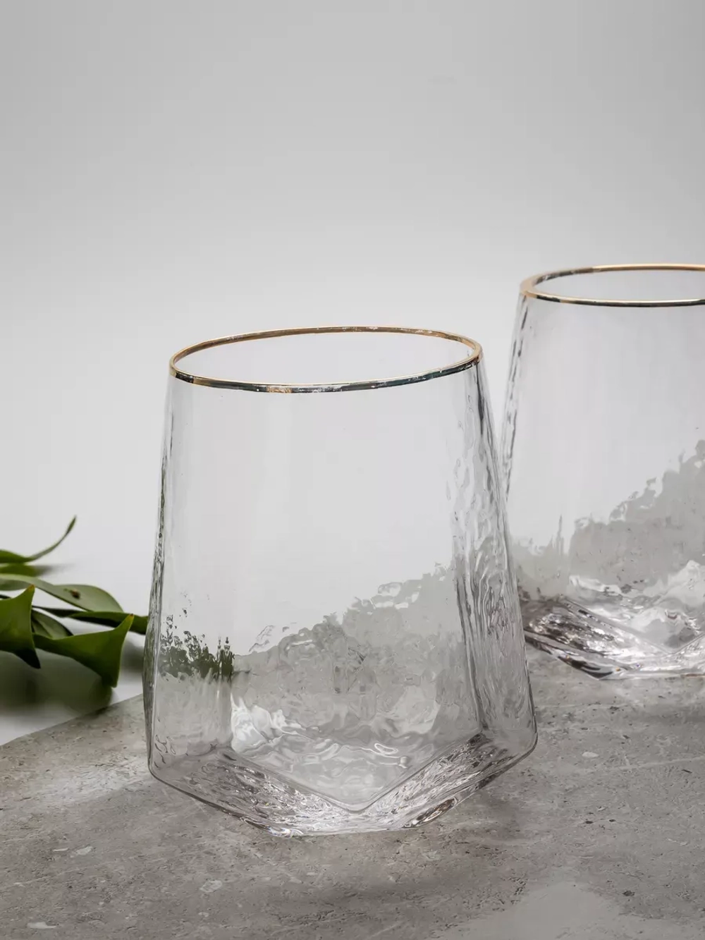 Набор шестигранных бокалов, 550мл, золотая кайма, 2 шт.