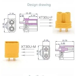 Разъем ХТ-30 10 шт. Комплект из пары двух-контактных разъемов Xt 30 (мама + папа; 5 пар, 10 шт.)