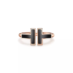 Кольцо из розового золота с чёрным ониксом, Tiffany💠 Exlusive, В наличии