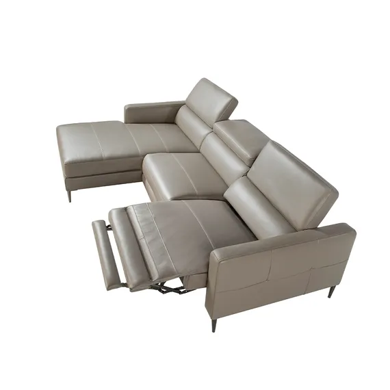 Угловой диван с реклайнером Angel Cerda 5237-L, серая кожа