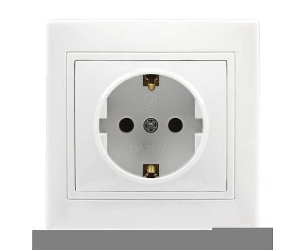 Розетка Smartbuy 1-местная с заземлением 16А белая, керамика Венера SBE-01w-16-S1-Z-c