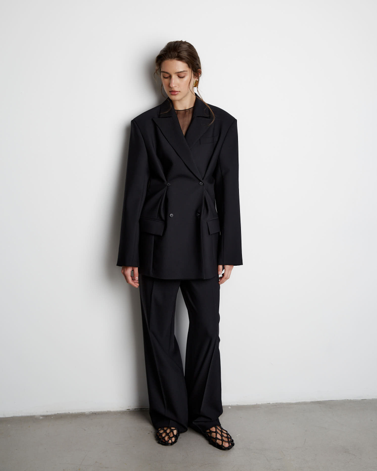 Жакет с дополнительными петлями из шерсти черный