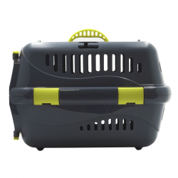 Переноска ZOOSET с металлической дверцей и ремнем, серая/желтая - (S) 42х29х29,5 см