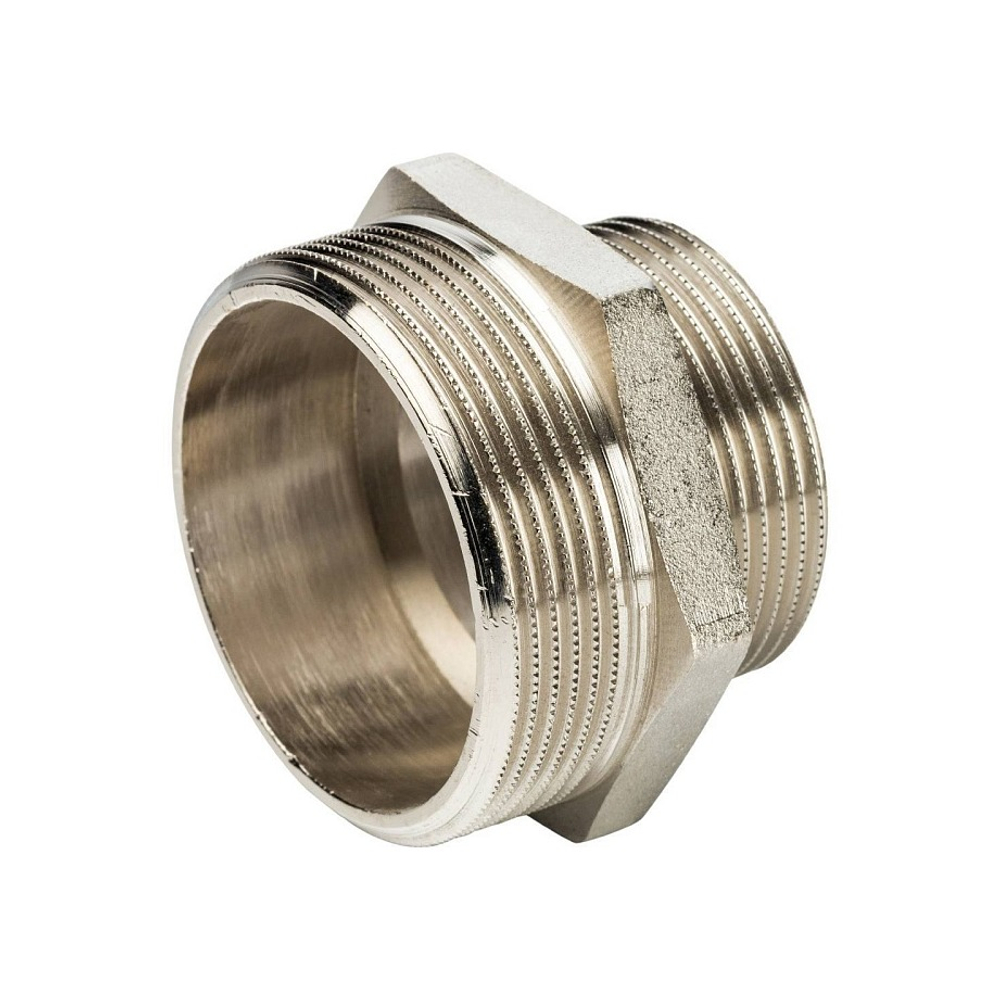 Ниппель редукционный STOUT SFT 0004 - 2" x 1"1/2 (для стальных труб, латунь никелированная)